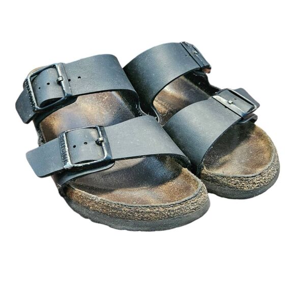 Birkenstock Black Leather Sandals Size 37/7 - Picture 2 of 10